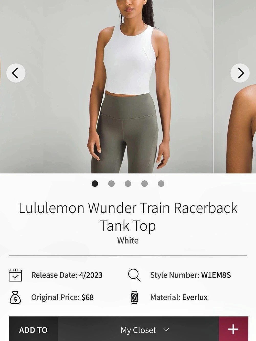 lululemon Wunder Train Racerback Tank Top Women's White Racerback Tank